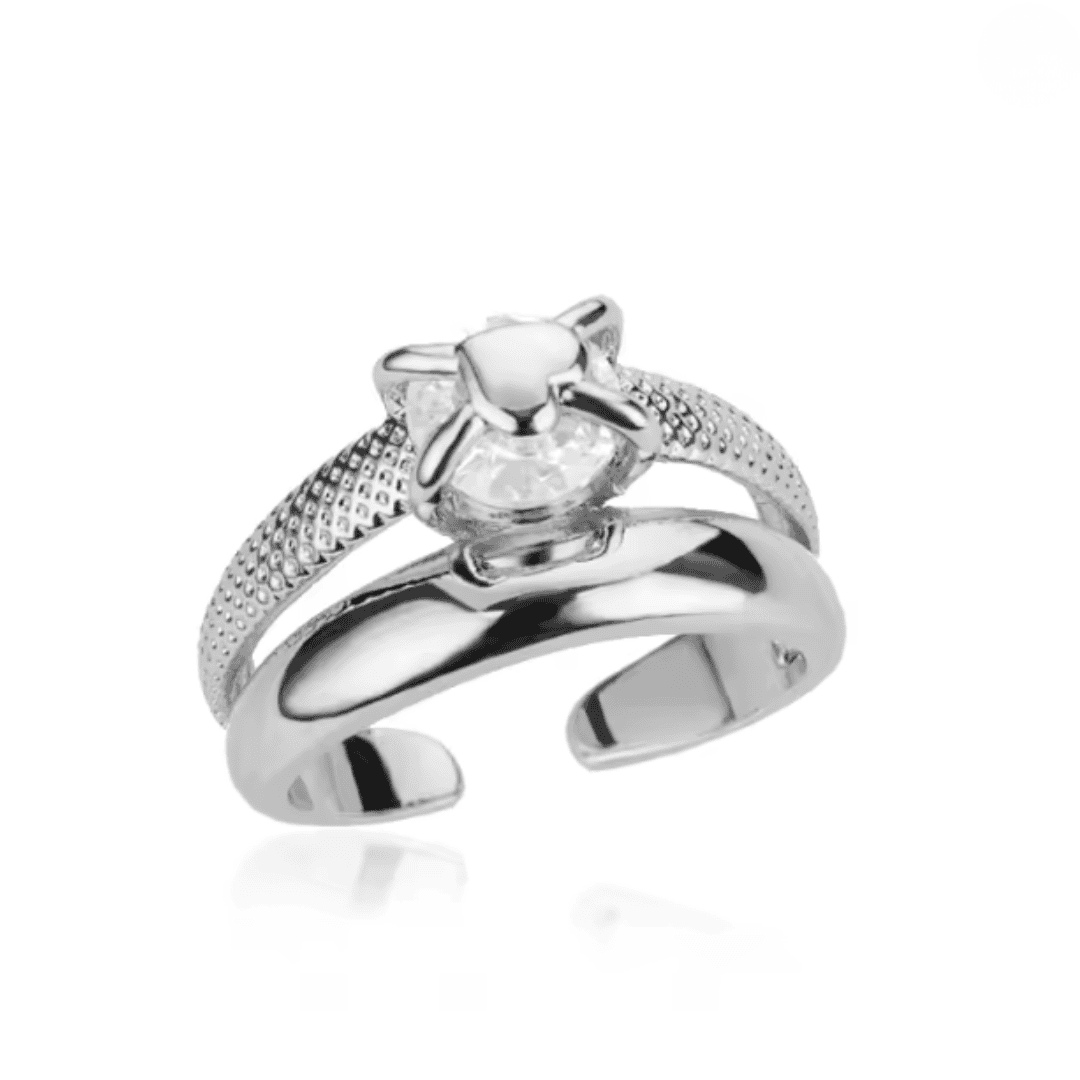 Adjustable Heart Zircon Ring