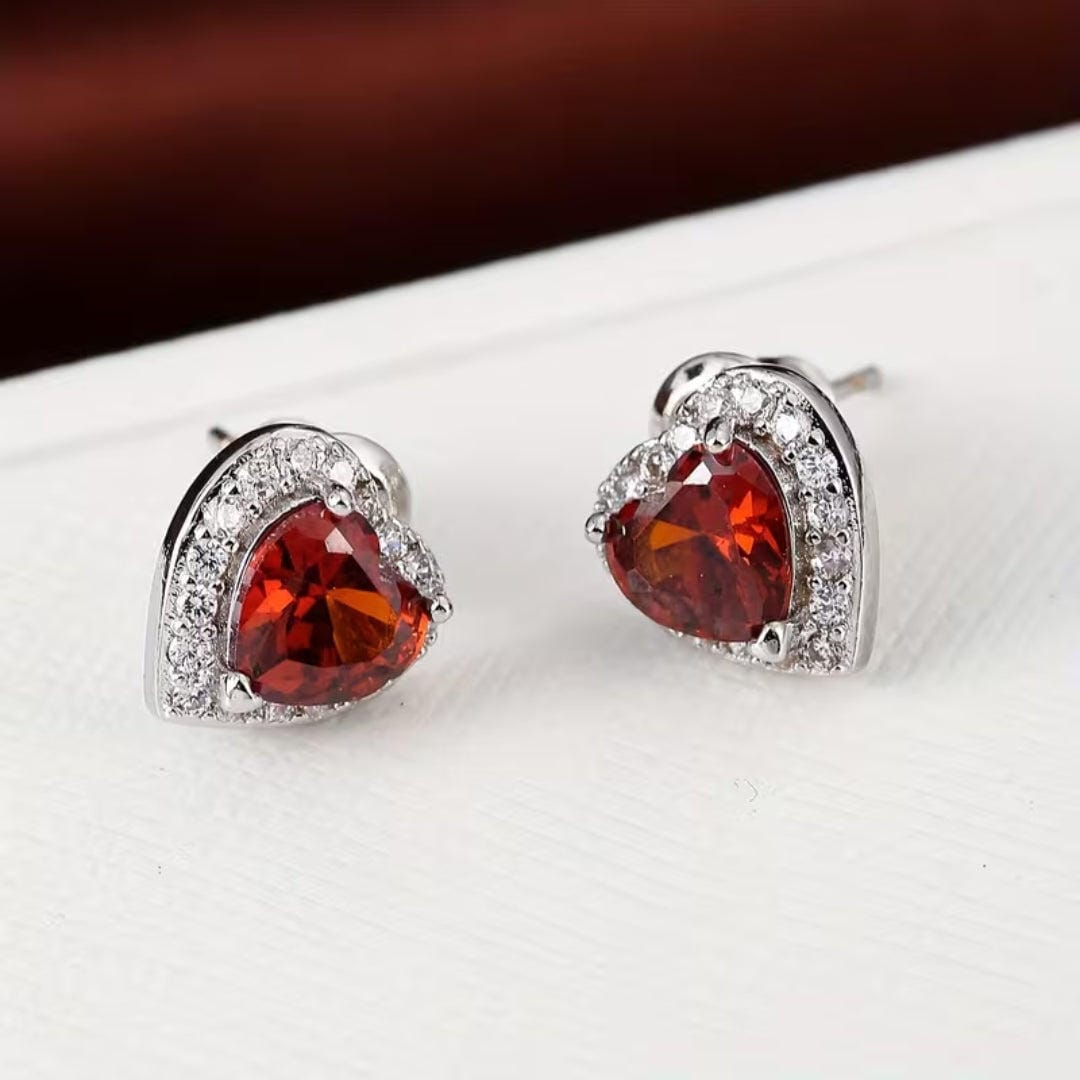 Emerald Heart Halo Stud Earrings