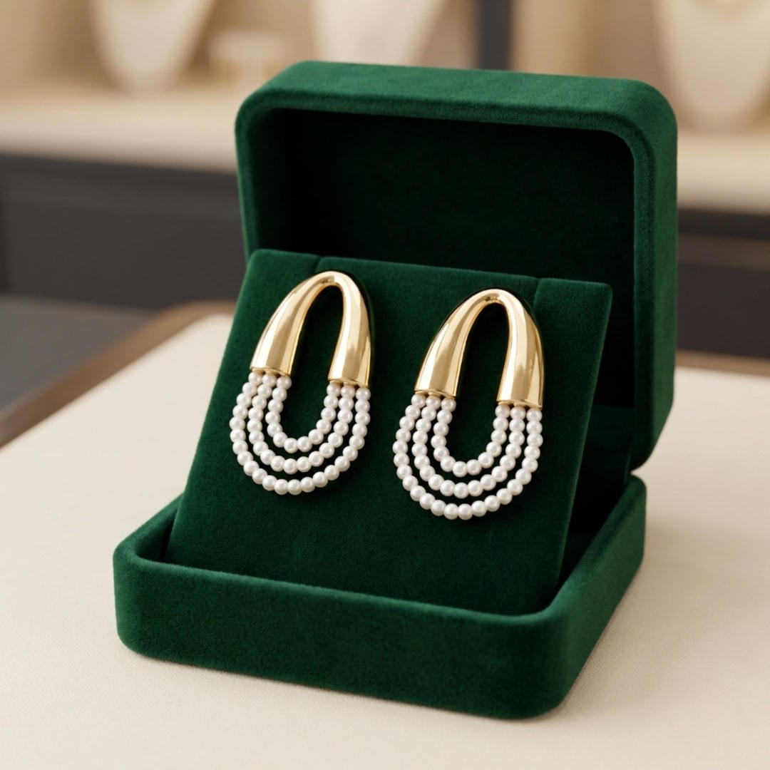 Pearl Draped U Link Drop Earrings
