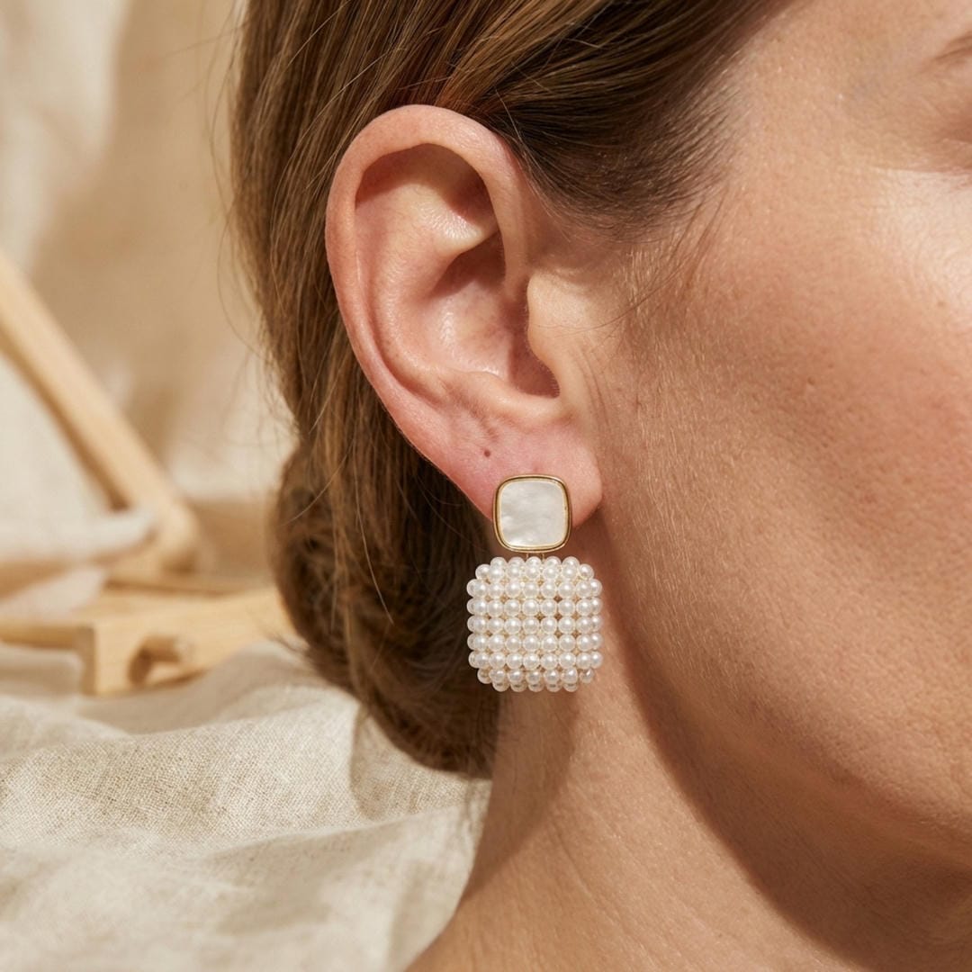 Beaded Pearl Cluster Drops