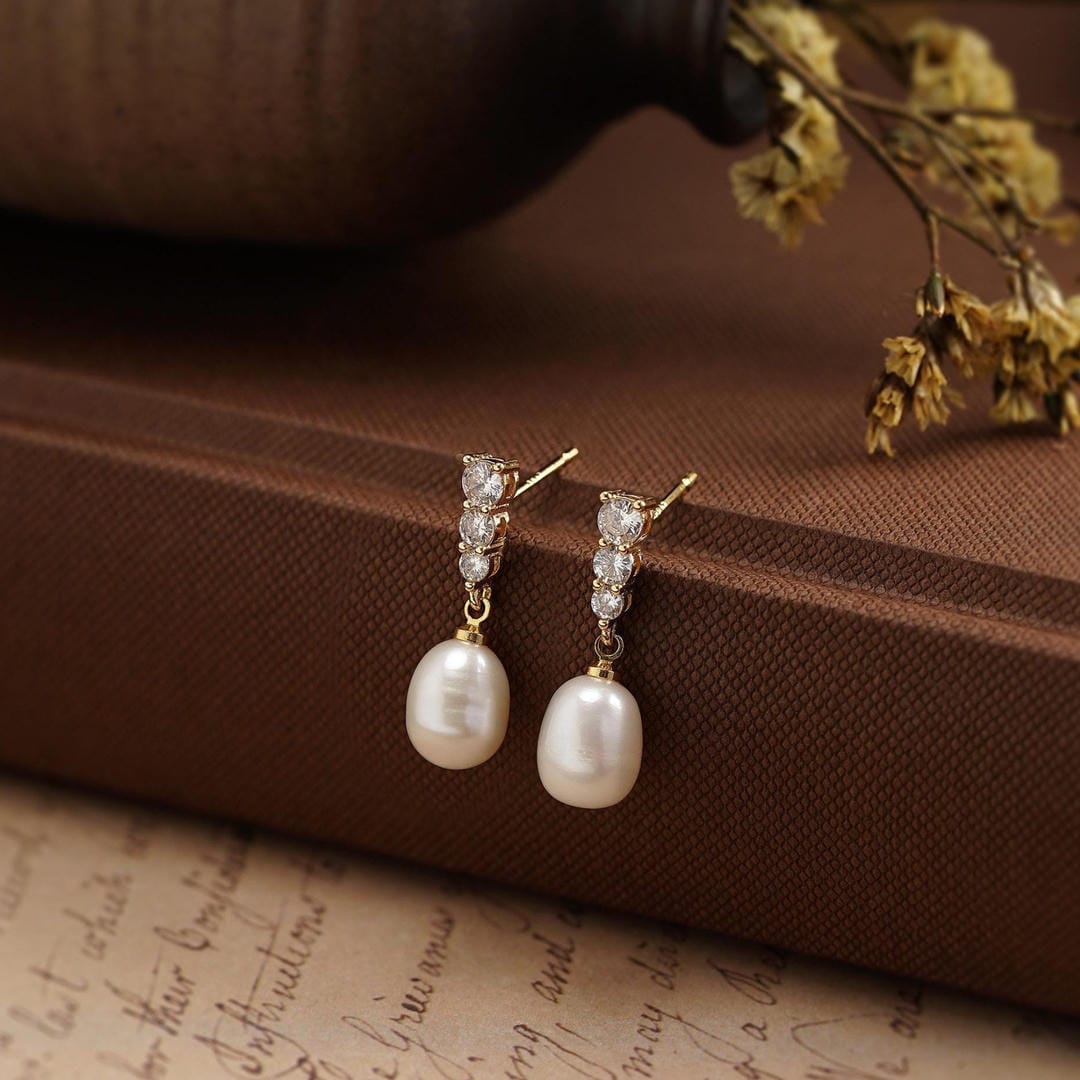 Pearl Drop Trio Sparkle Studs
