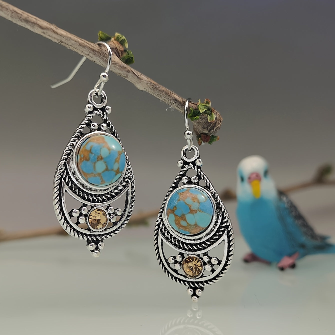 Vintage Boho Stone Dangling Earrings