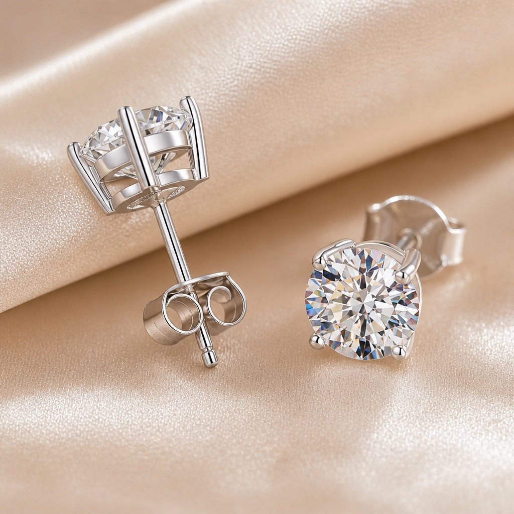 White Gold Cubic Zirconia Stud Earrings