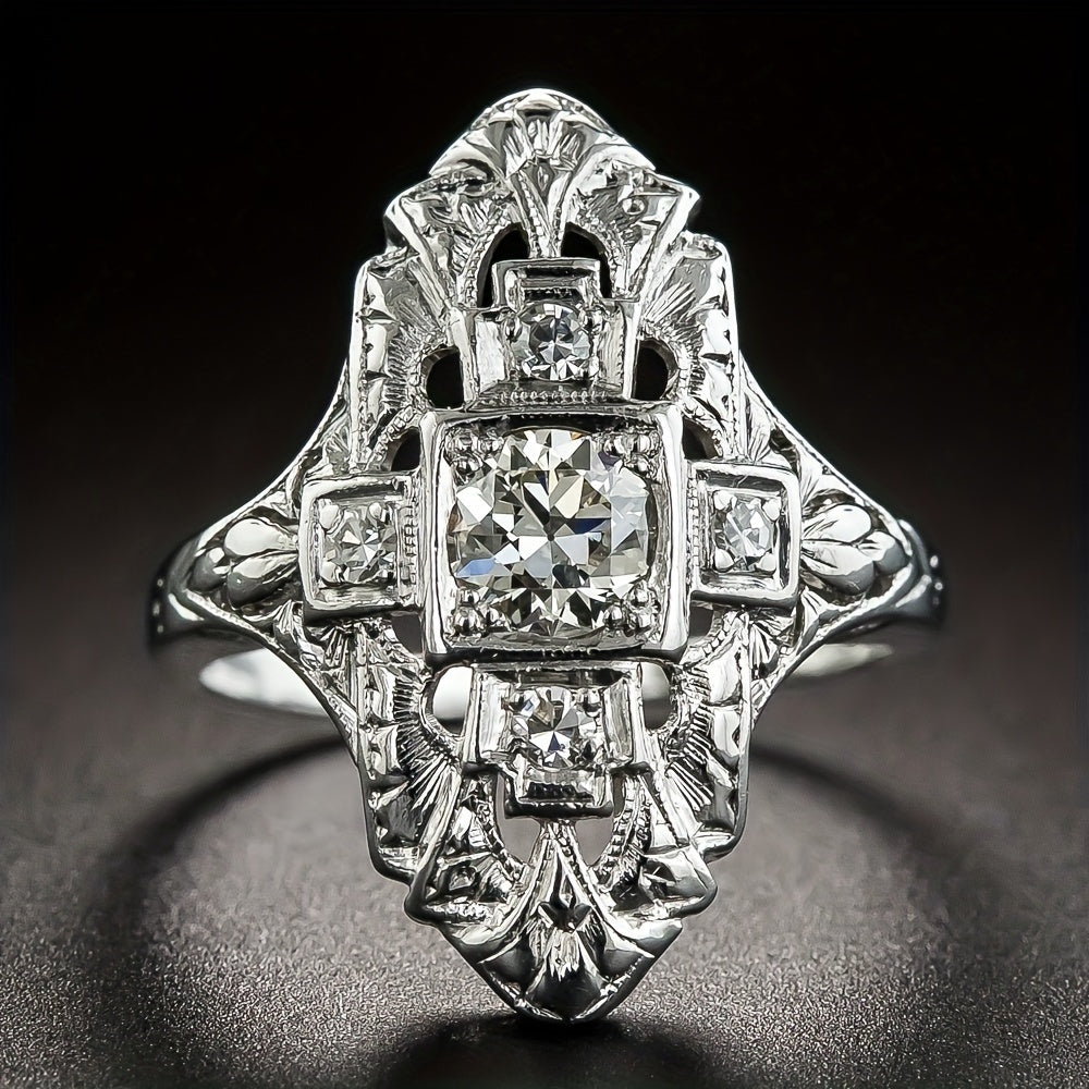 Vintage Hollow Inlay Zirconia Ring