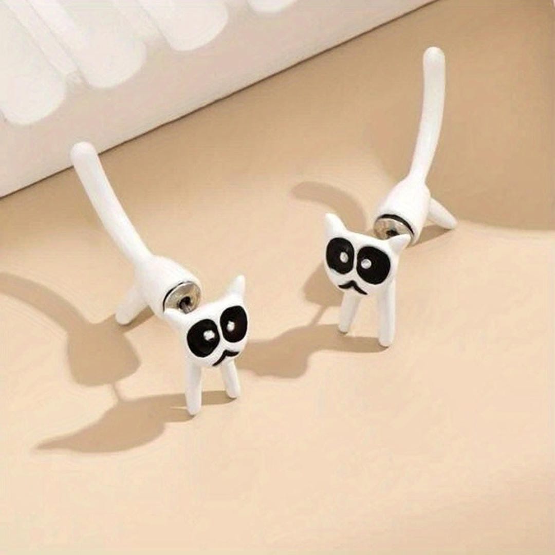 Cat Metallic Stud Earring