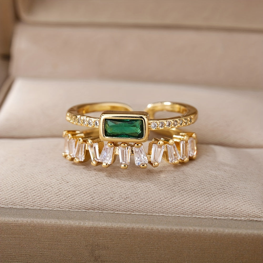 Emerald Interlace Statement Ring