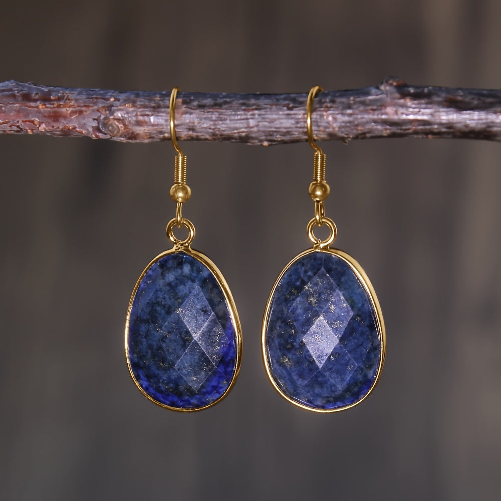 Sculpted Stone Gold Earrings