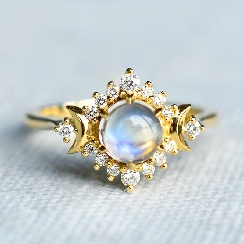 Bohemian Moonstone Sunburst Stacking Ring