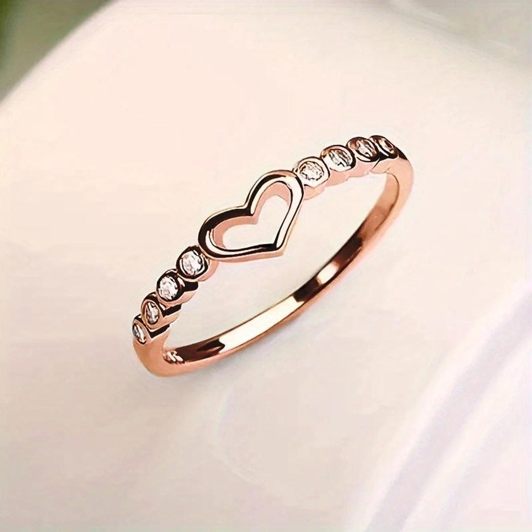 Open Heart Crystals Accent Ring