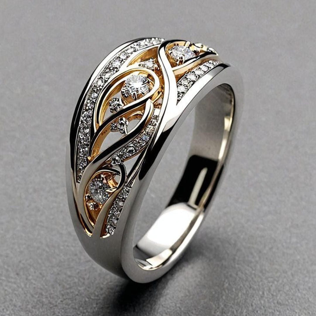 Sculptural Gold Silver Ring