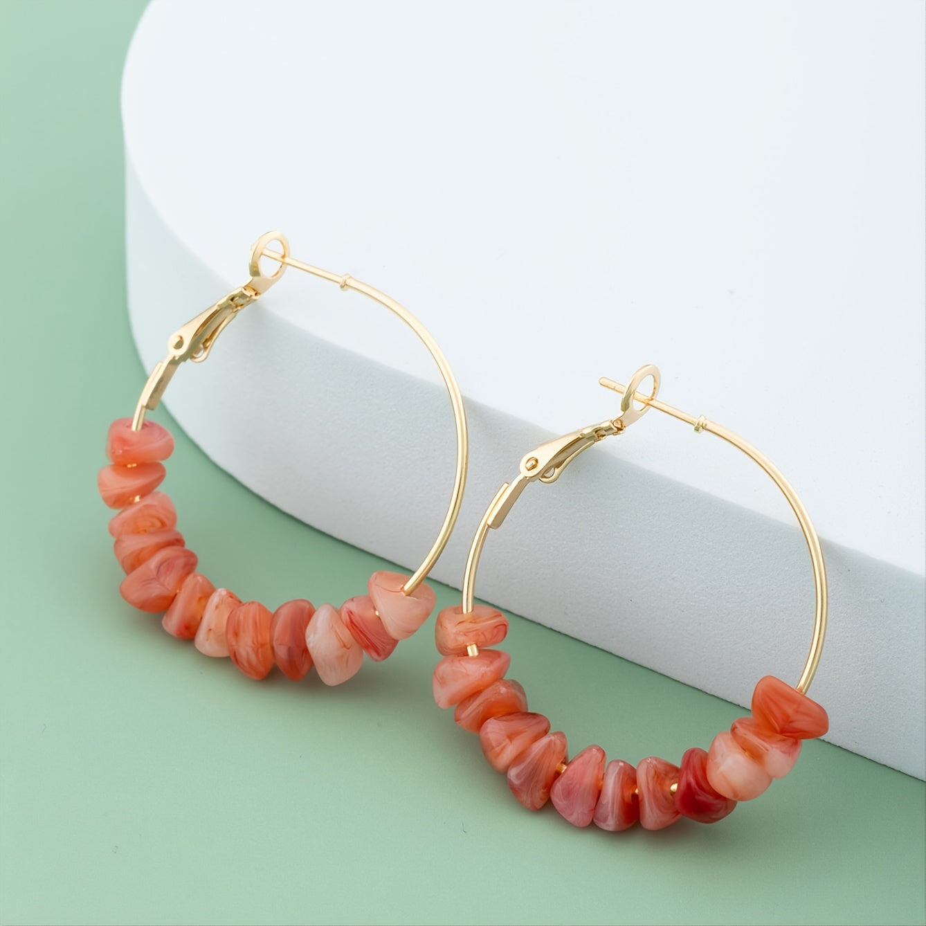 Irregular Acrylic Bead Round Earrings