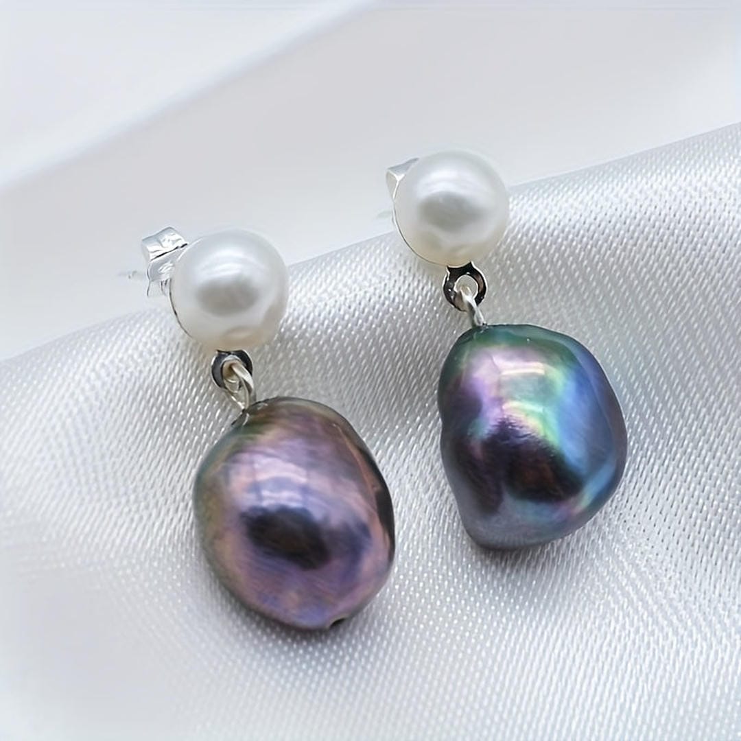 Midnight Baroque Pearl Drop Earrings