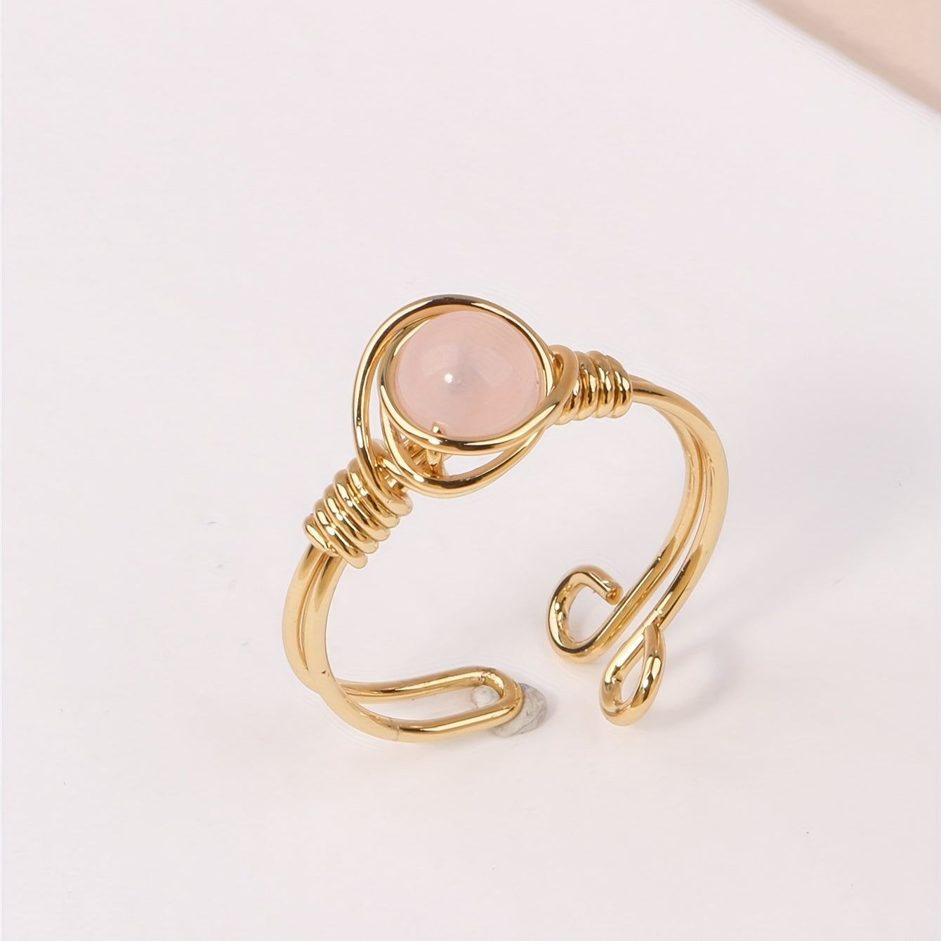 Irregular Golden Wire Wrapped Gemstone Ring