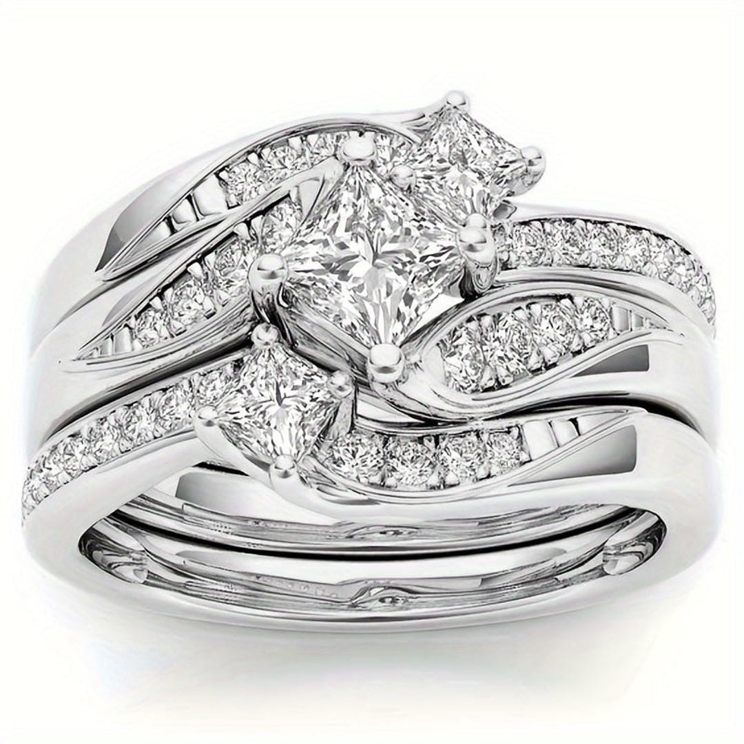 Princess Cluster Ring Set