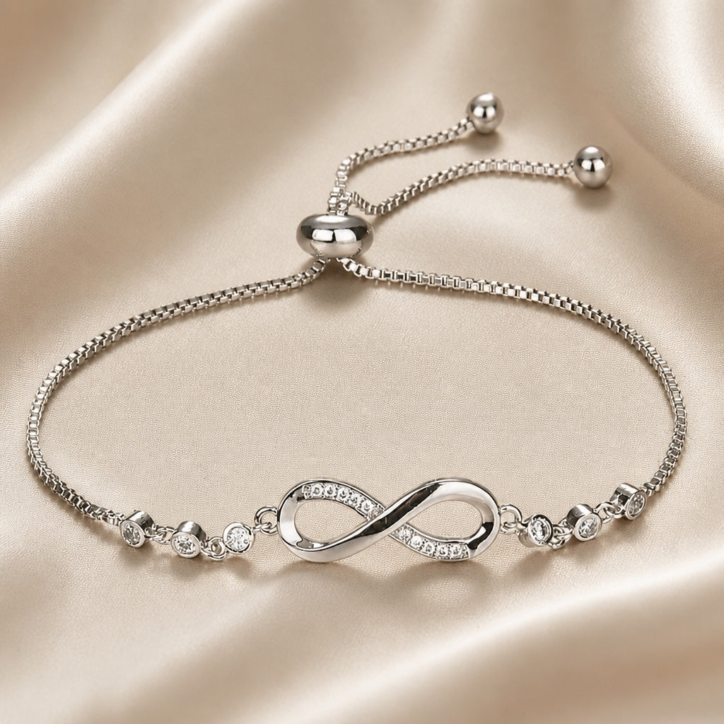 White Gold Infinity Slider Bracelet