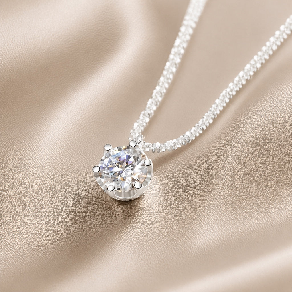 Timeless White Gold Zirconia Inlaid Necklace