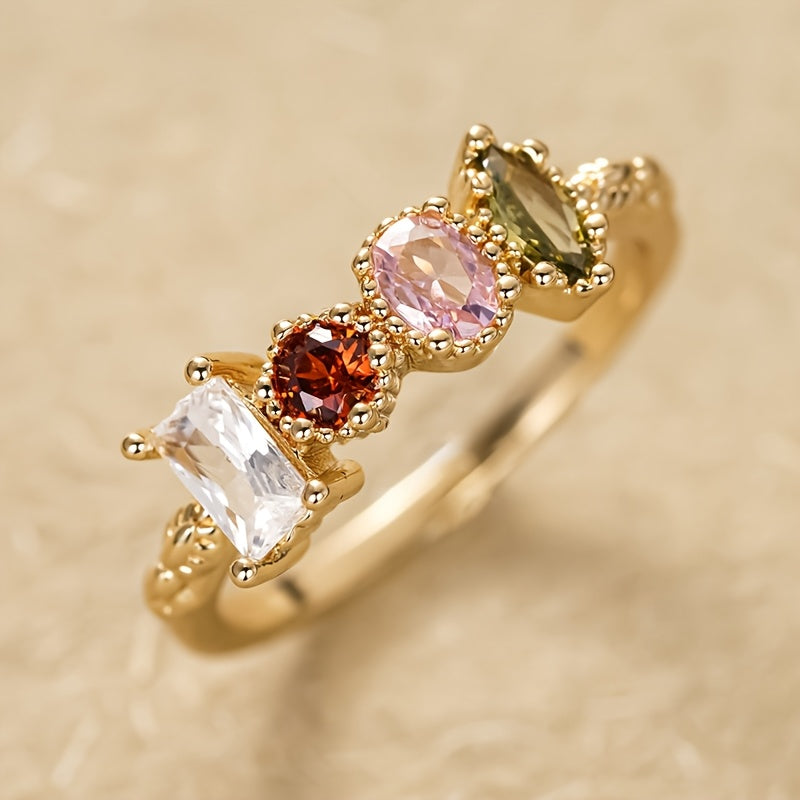 Retro Multicolor Gemstone Ring