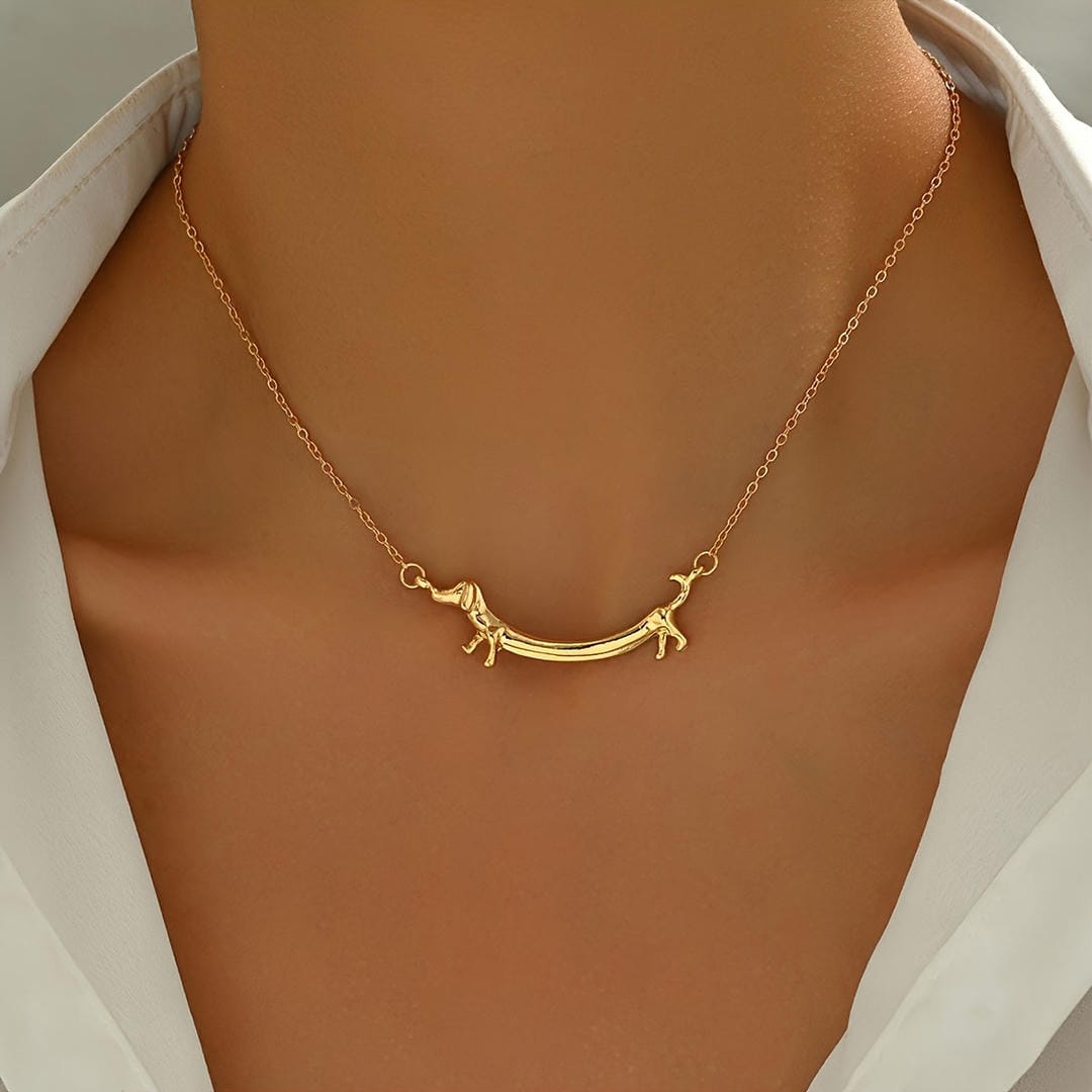 Sausage Dog Bar Pendant Necklace