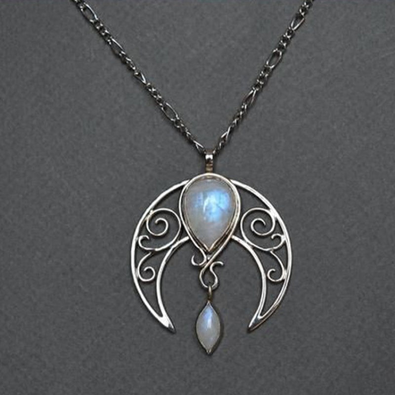Moonstone Crescent Pendant Necklace