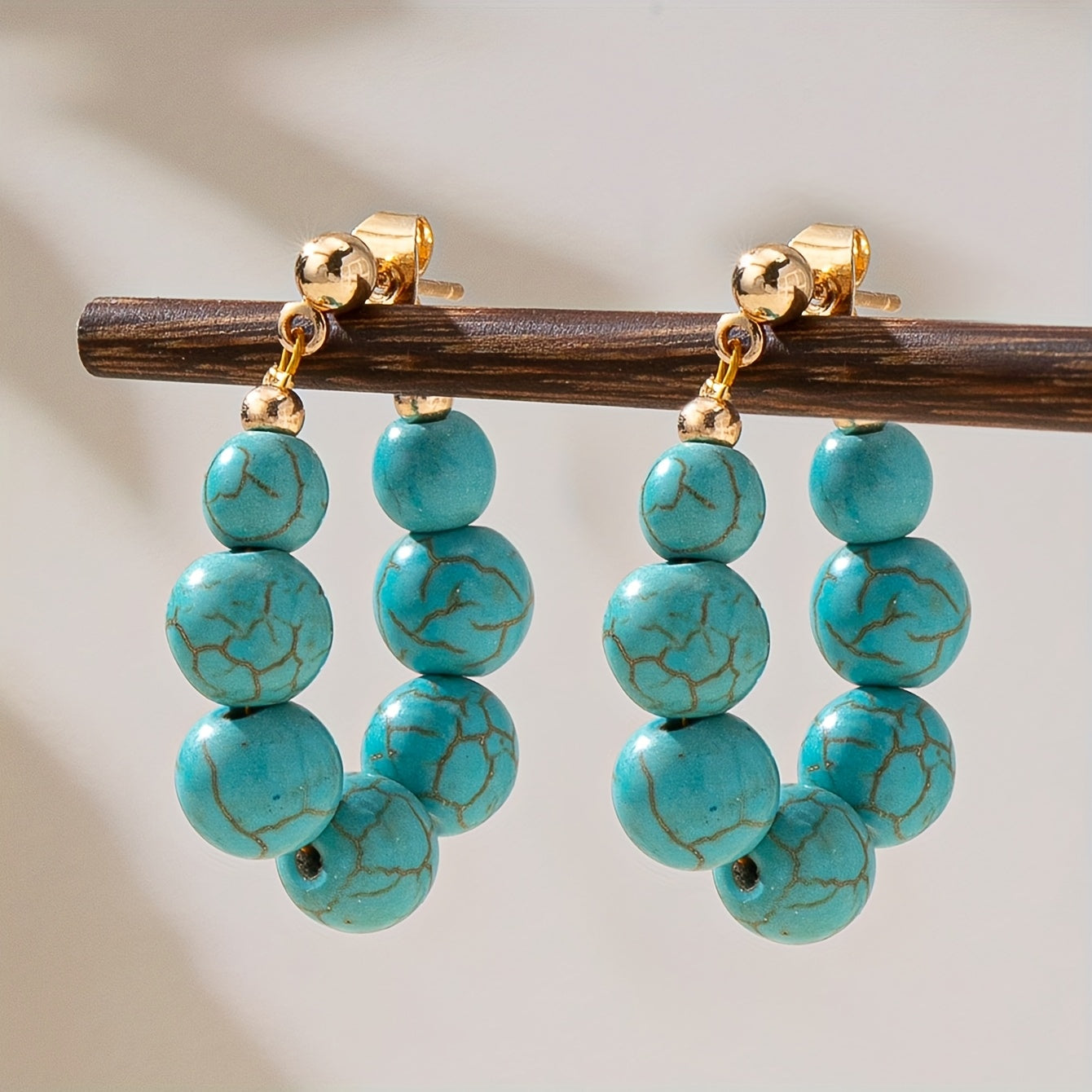 Vintage Colored Agate Bead Drop Earrings