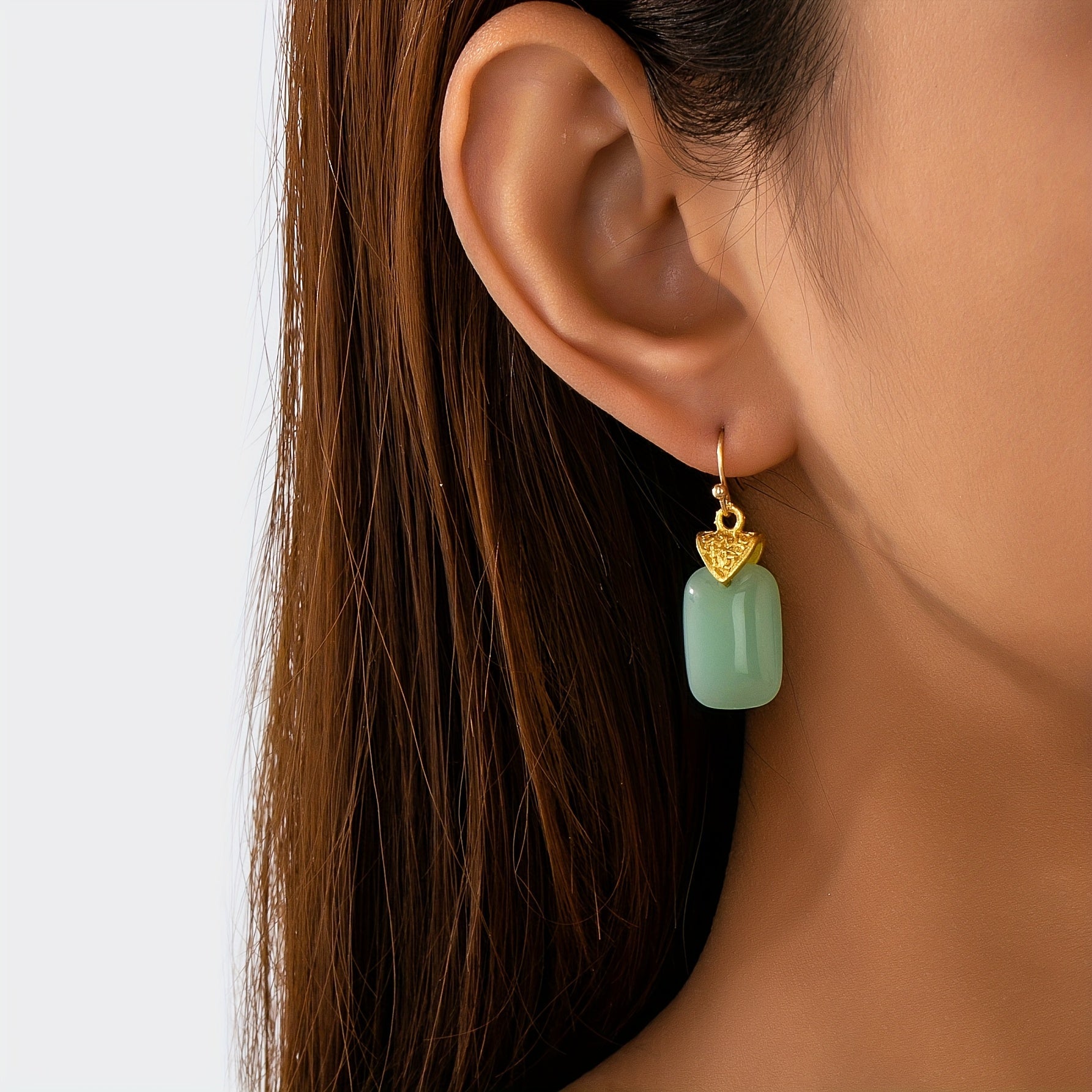 Polished Jade Drop Earrings