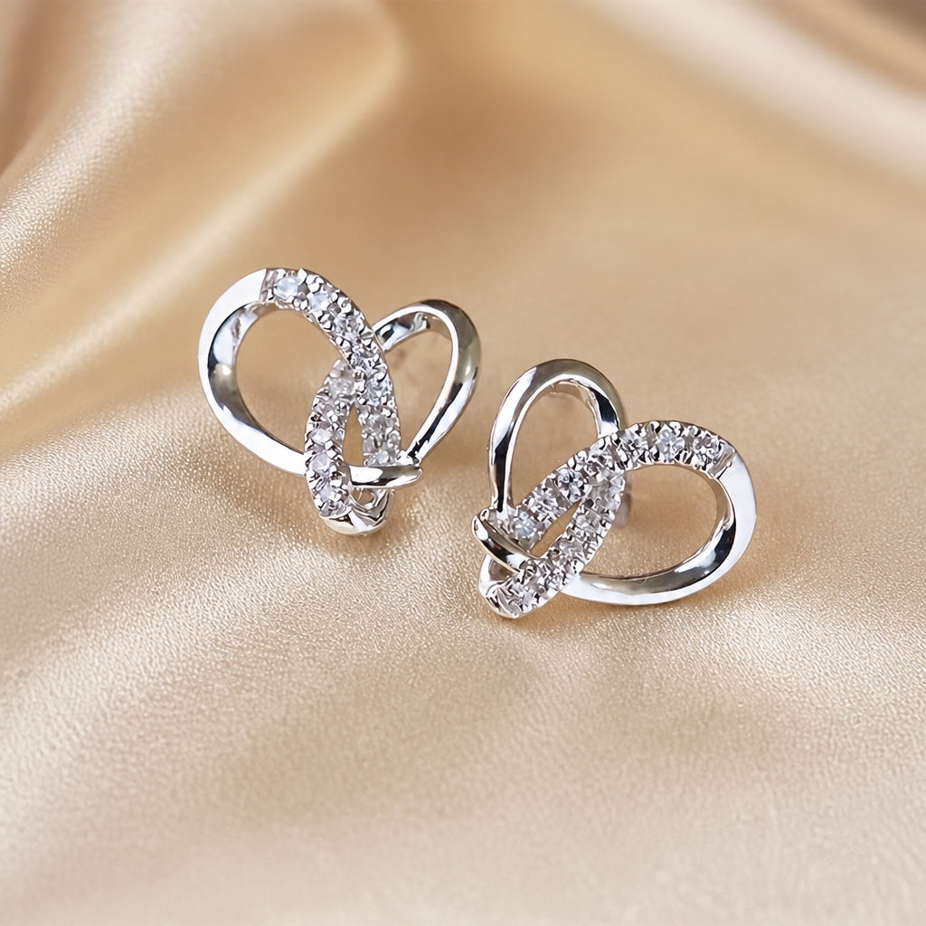White Gold Zirconia Geometric Stud Earrings