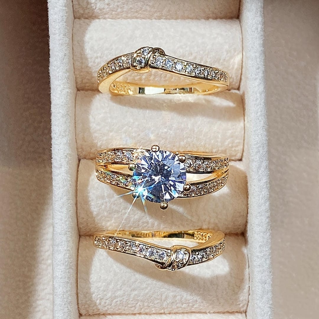 Round Pavé Ring Set