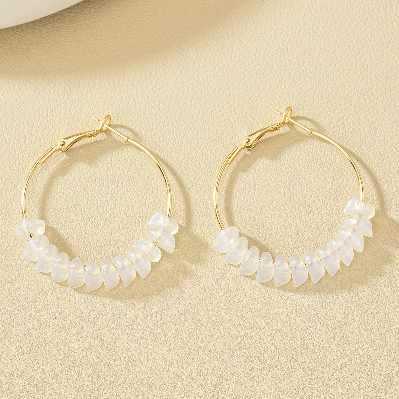 Irregular Acrylic Bead Round Earrings