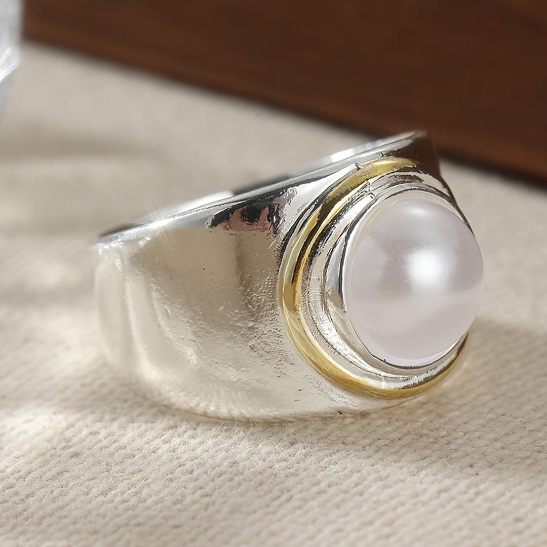 Bold Pearl Signet Dome Ring