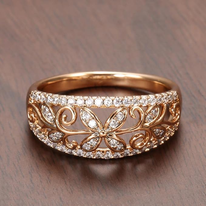 Vintage Floral Filigree Pearls Ring