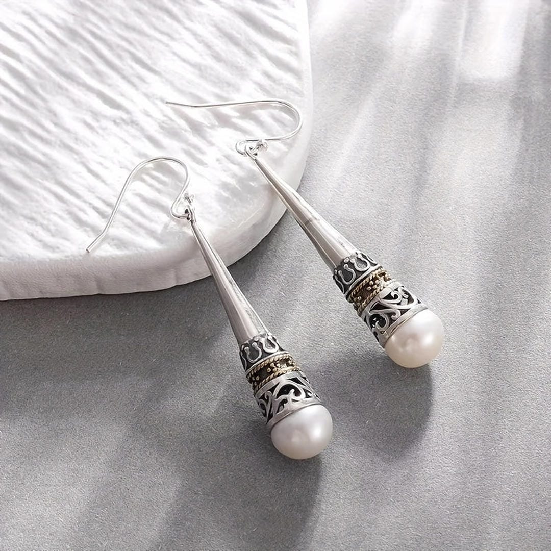 Vintage Pearl Talisman Drop Earrings