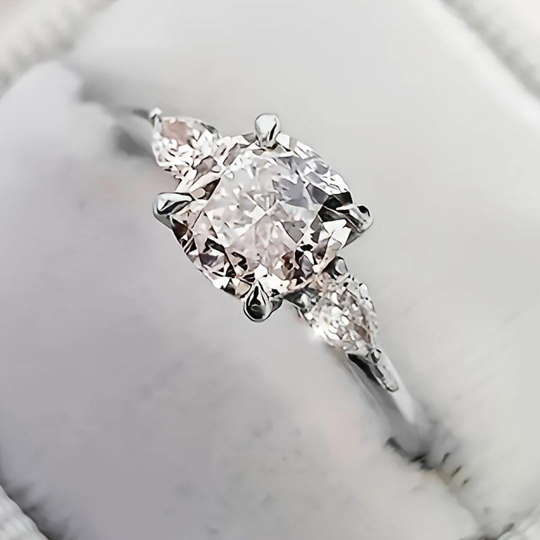 Cushion Crystal Pear Accent Ring