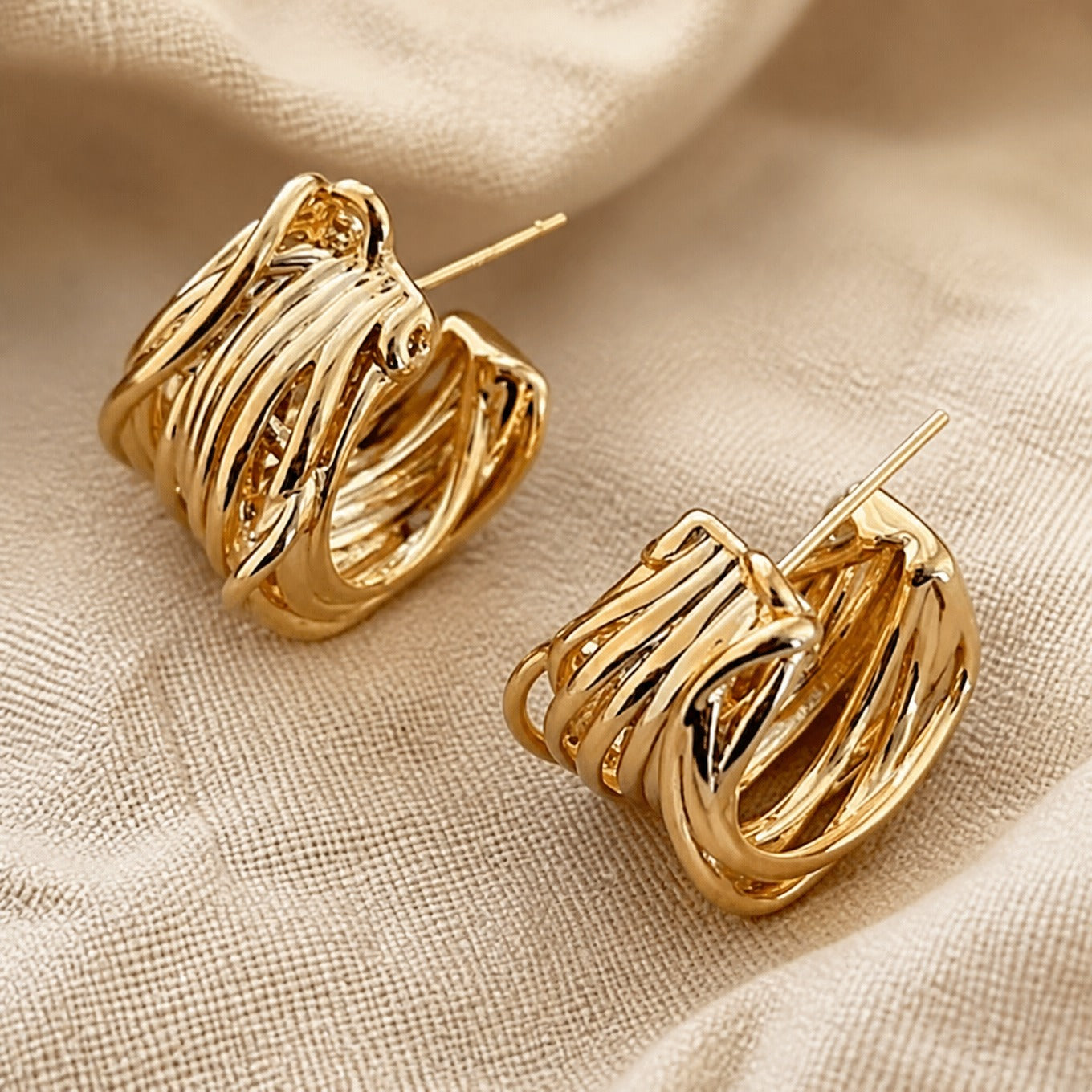 Interwoven Gold Hoop Earrings