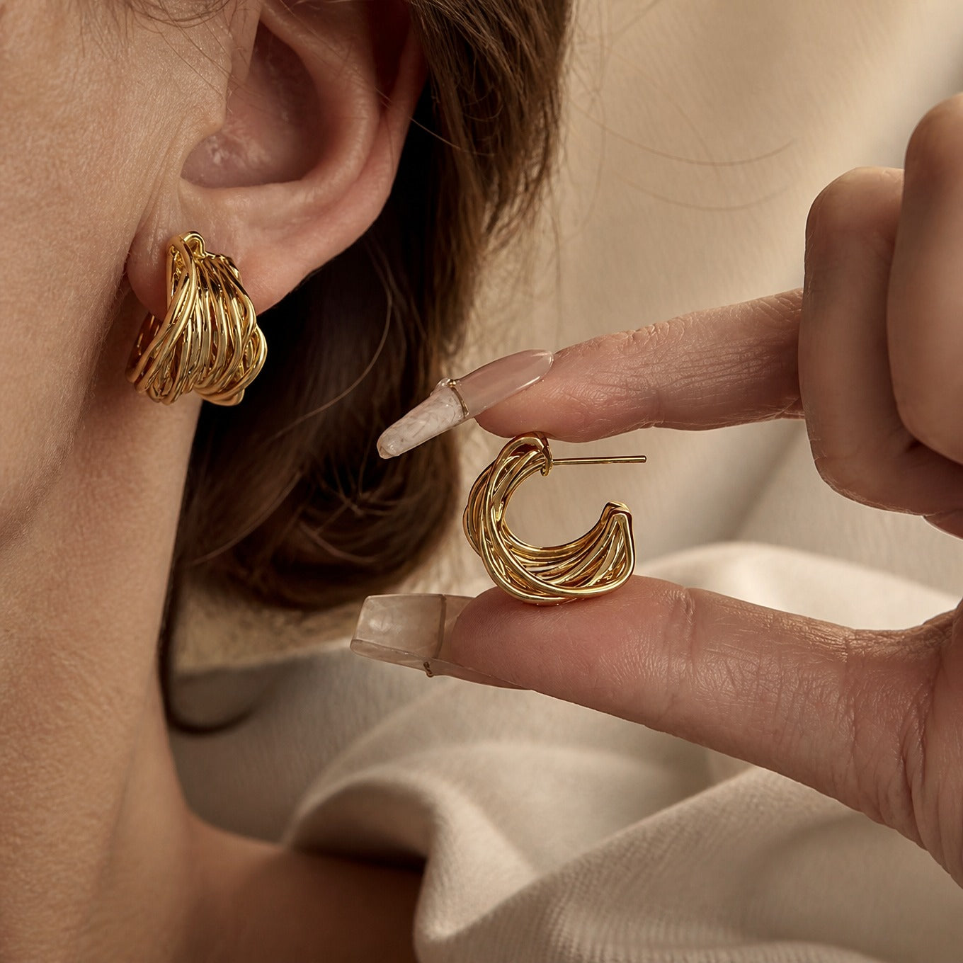 Interwoven Gold Hoop Earrings