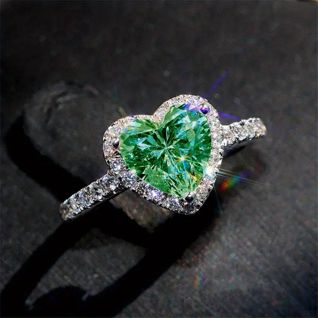 Crimson Heart Halo Crystal Ring