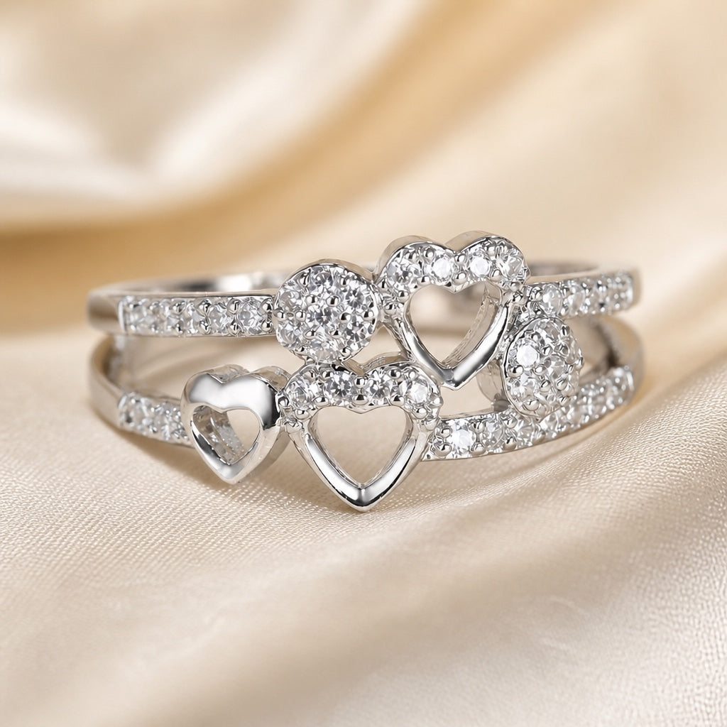 White Gold Heart Zirconia Ring