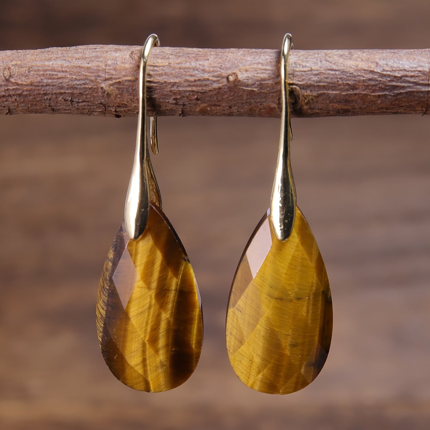 Dazzling Tiger'S Eye Dangle Earrings