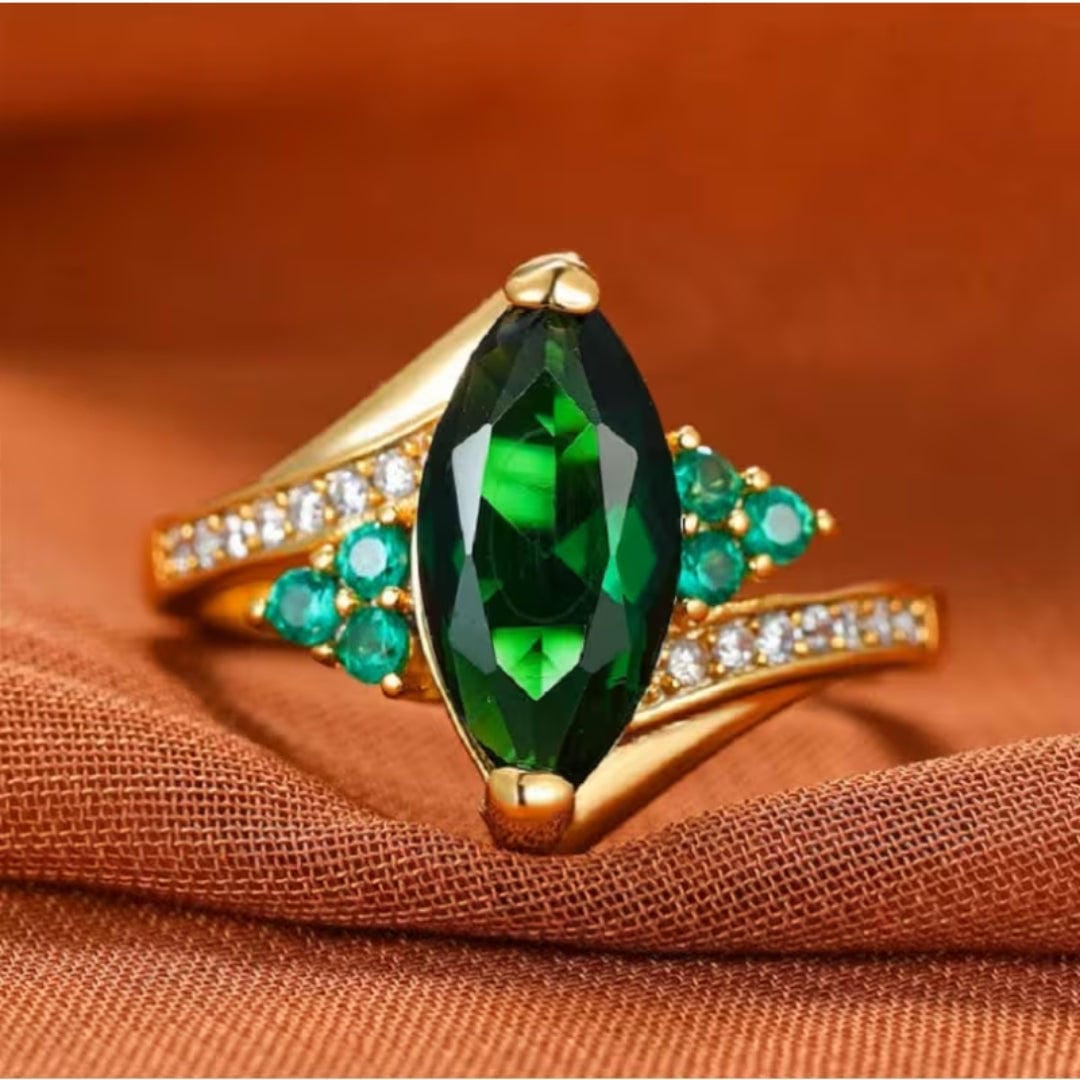 Marquise Emerald Crown Ring