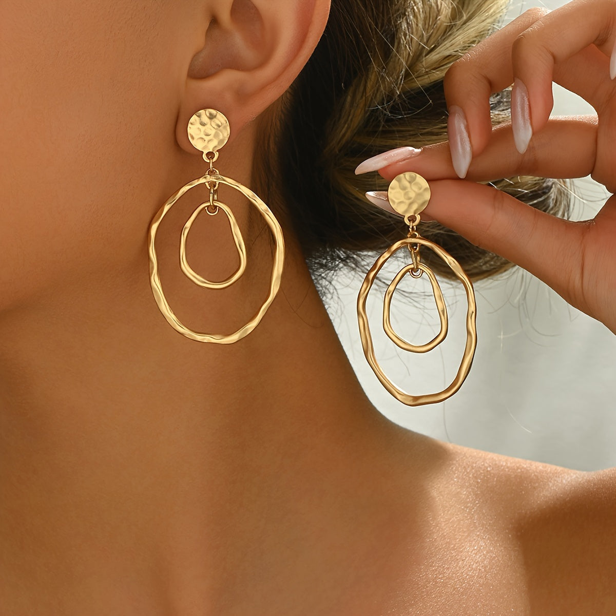Unique Lava Texture Double Layer Earrings