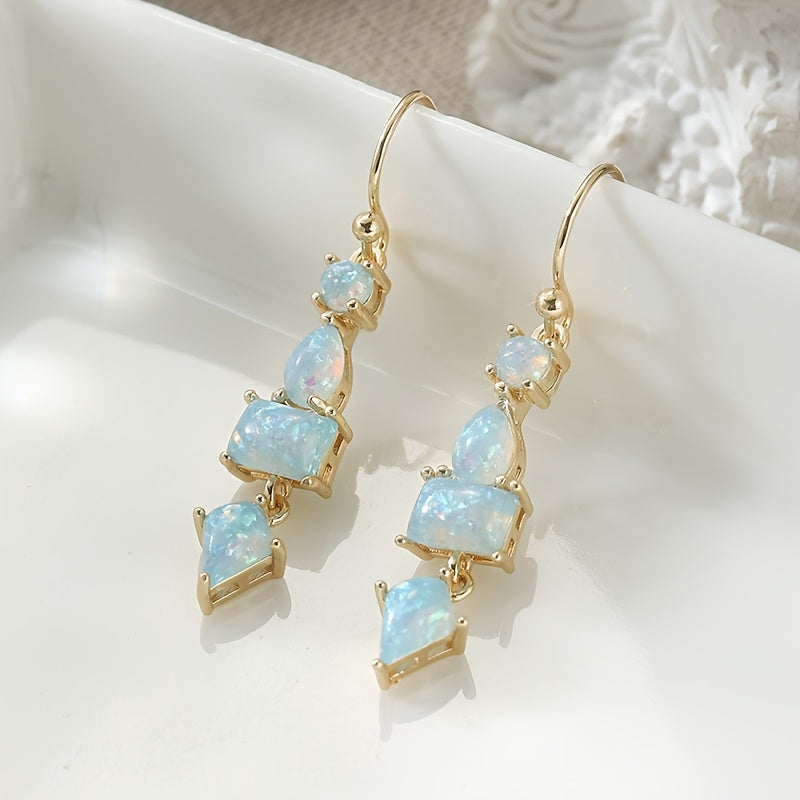White Fire Opal Dangle Earrings