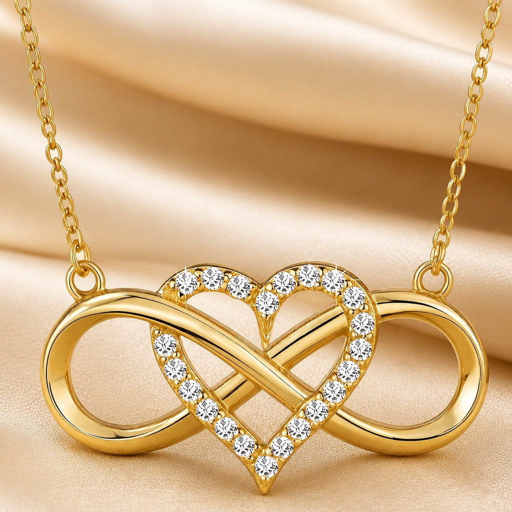 White Gold Infinity Heart Pendant Necklace