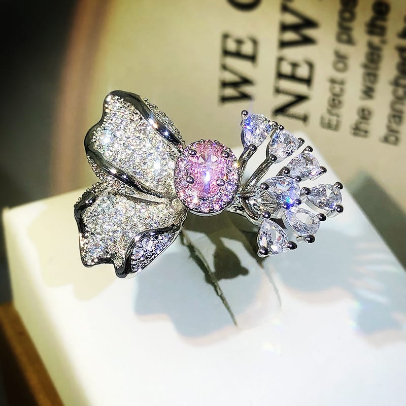 Sparkling Flower Petal Ring