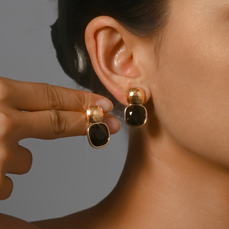 Retro Square Zirconia Stud Earrings
