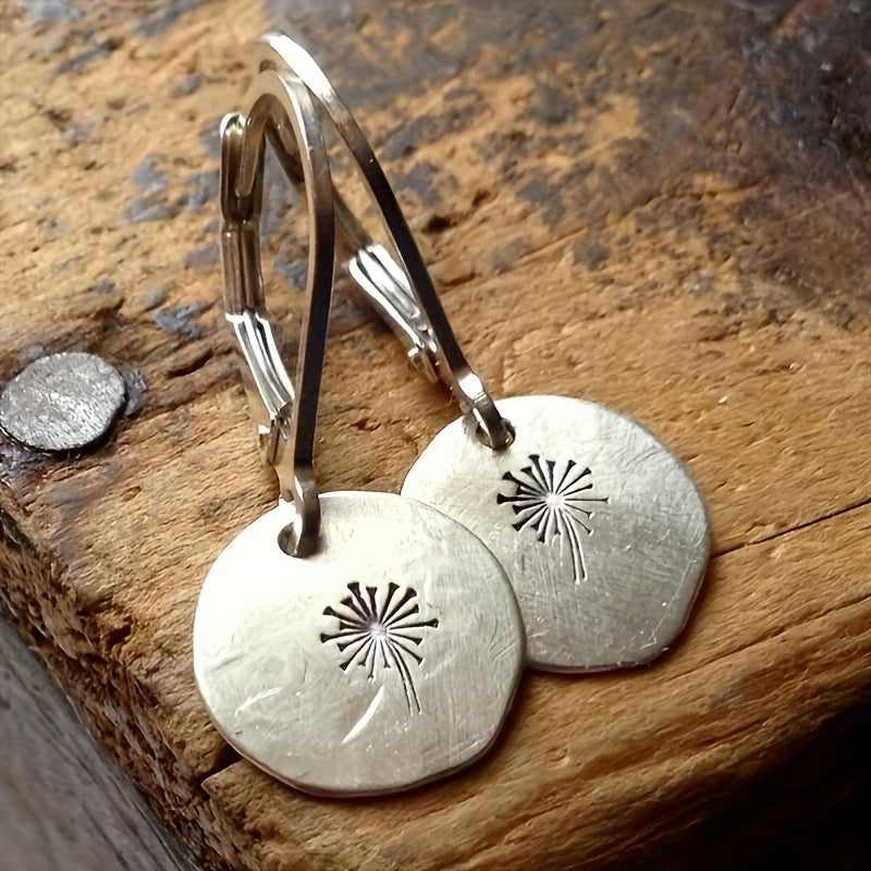 Retro Creative Round Geometric Dandelion Earrings