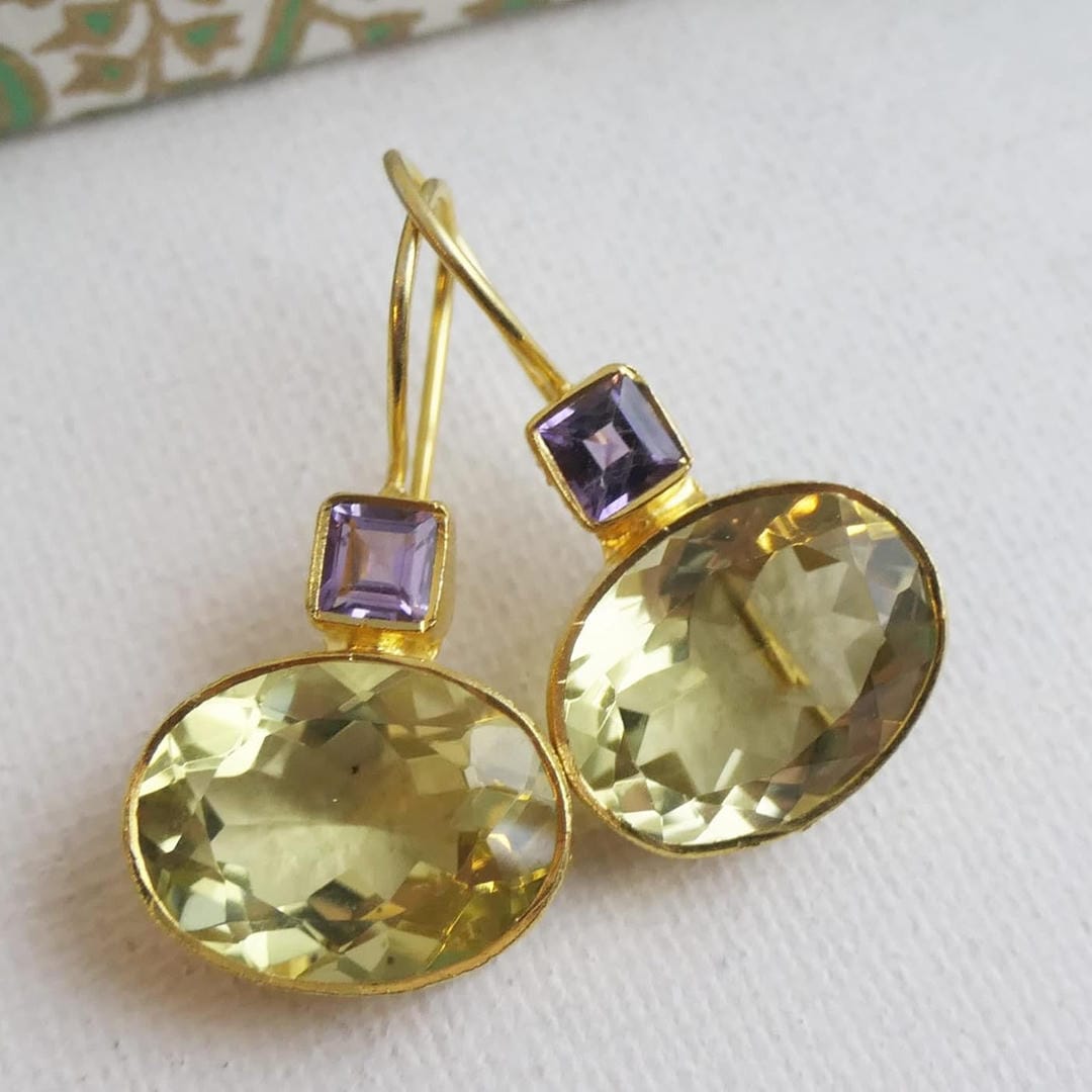 Vintage Green and Gold Crystal Earrings