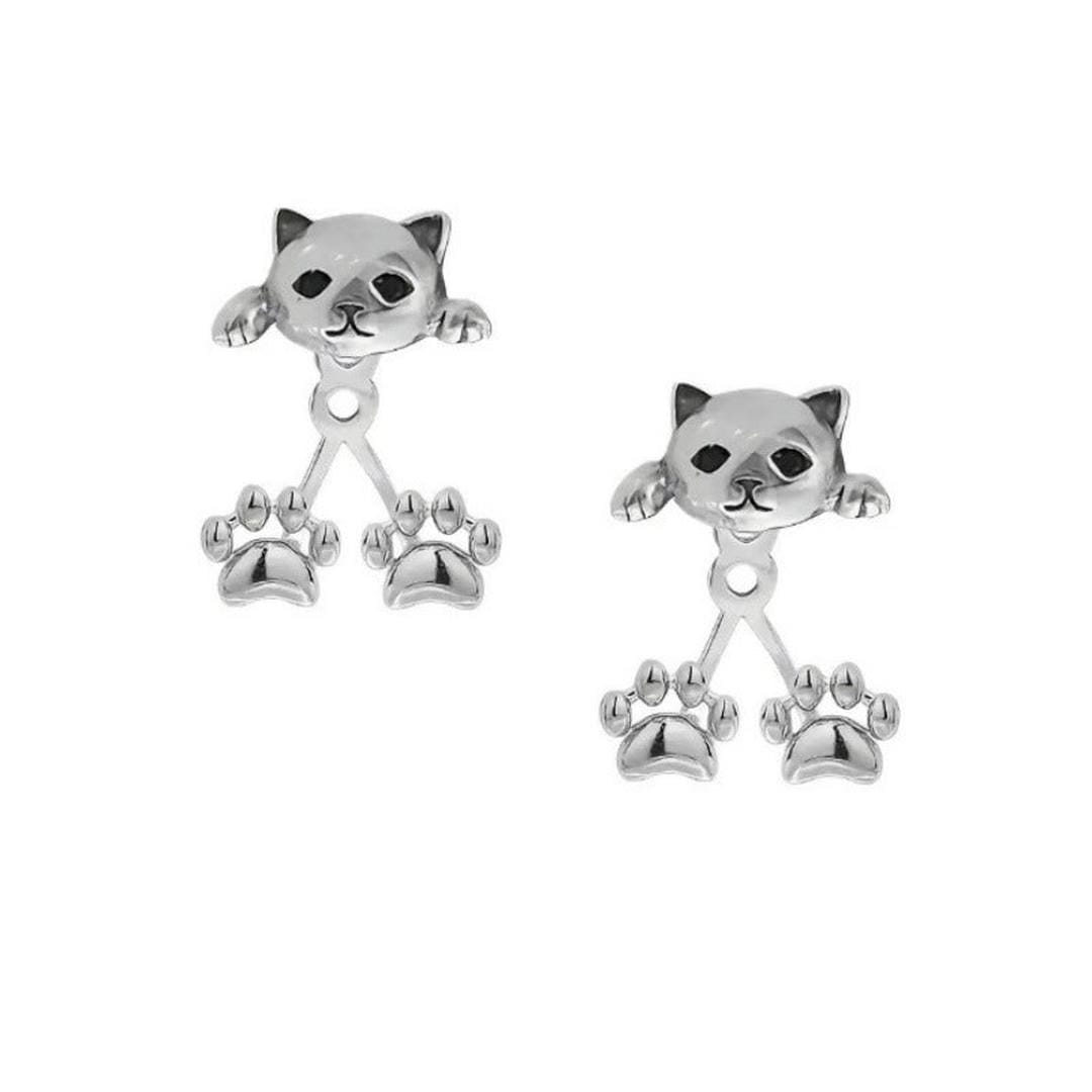 Cat Head Paw Drop Earrings