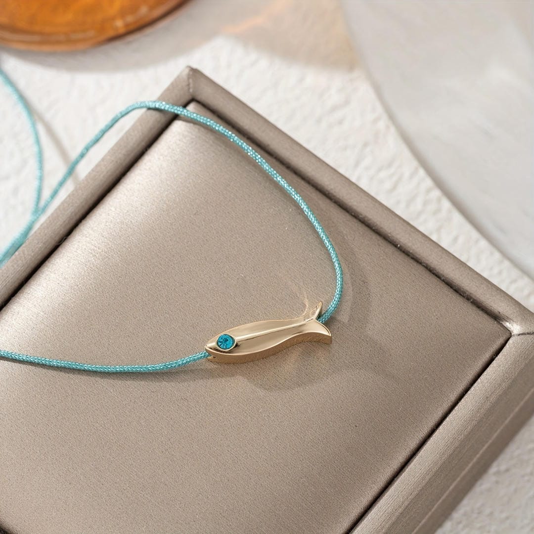 Minimalist Gold Fish Cord Anklet