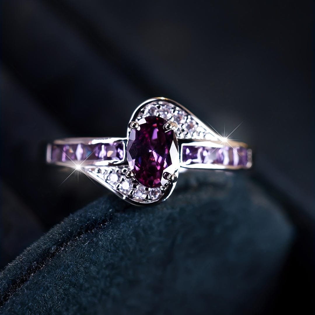 Violet Whisper Crystal Twist Ring