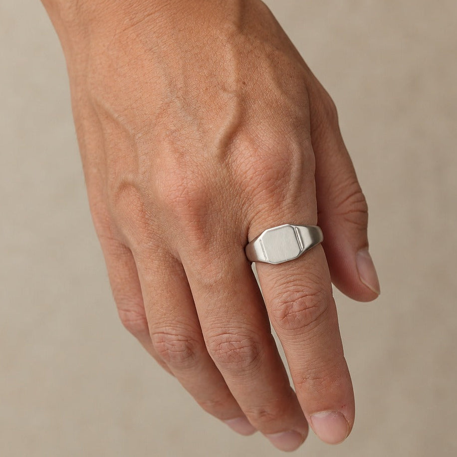 Sovereign Square Signet White Gold Ring