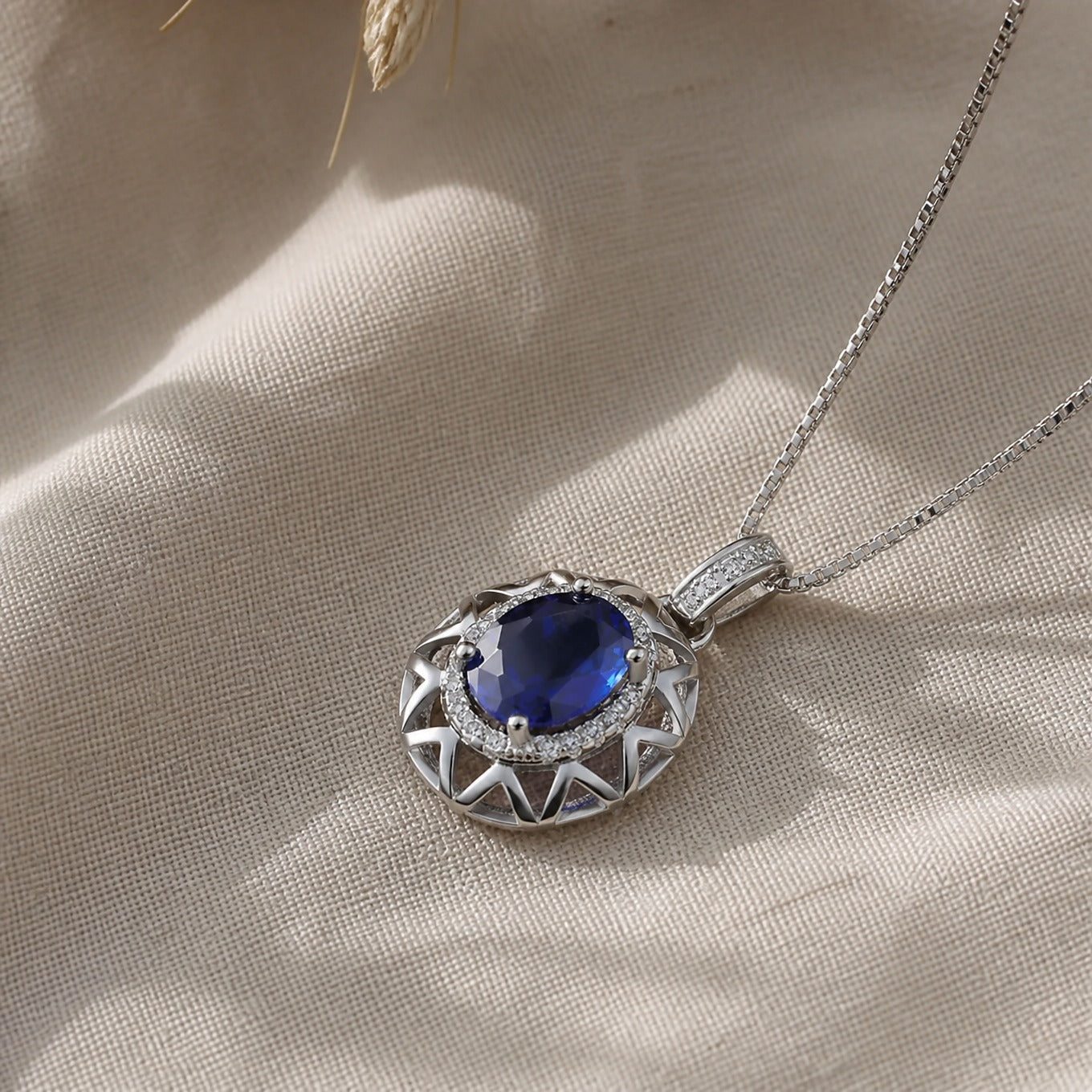 Oval Sapphire Pendant Necklace